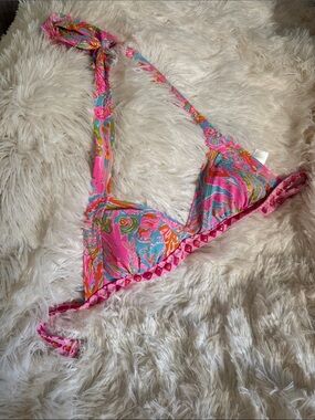 Lilly Pulitzer Pink Multi Floral Triangle Bikini Top